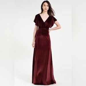 Gorgeous Jenny Yoo deep maroon velvet formal gown